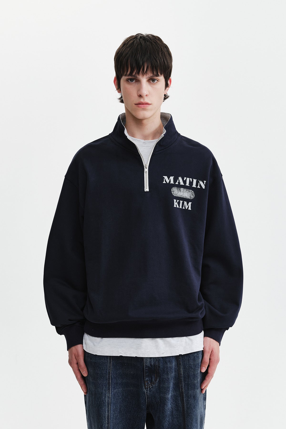 Matin Kim - Matin Logo Quarter Zip Up (Navy) product image 11 | TRAB K-Fashion Australia