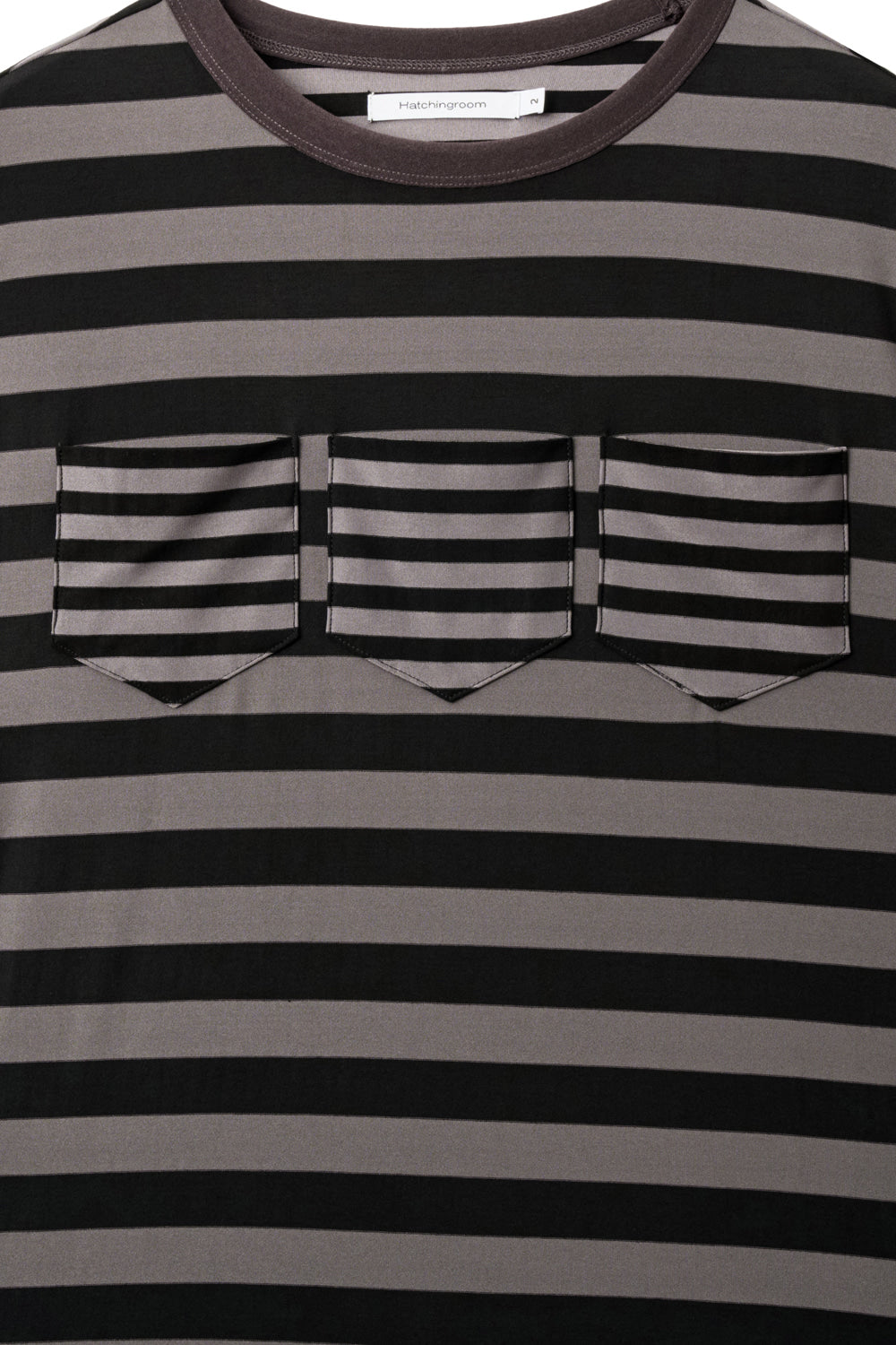 Hatchingroom - Triple Pocket Tee Stripe (Brown Charcoal) product image 4 | TRAB K-Fashion Australia