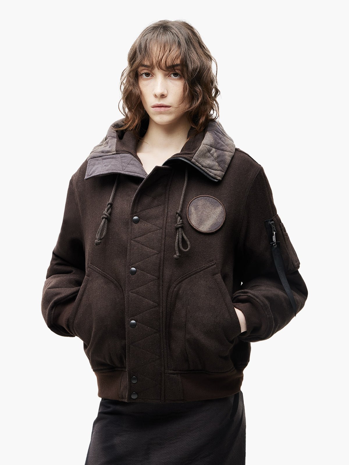 Jiyong Kim - Sun-Bleached Split-Hood Flight Jacket (Brown) product image 4 | TRAB K-Fashion Australia