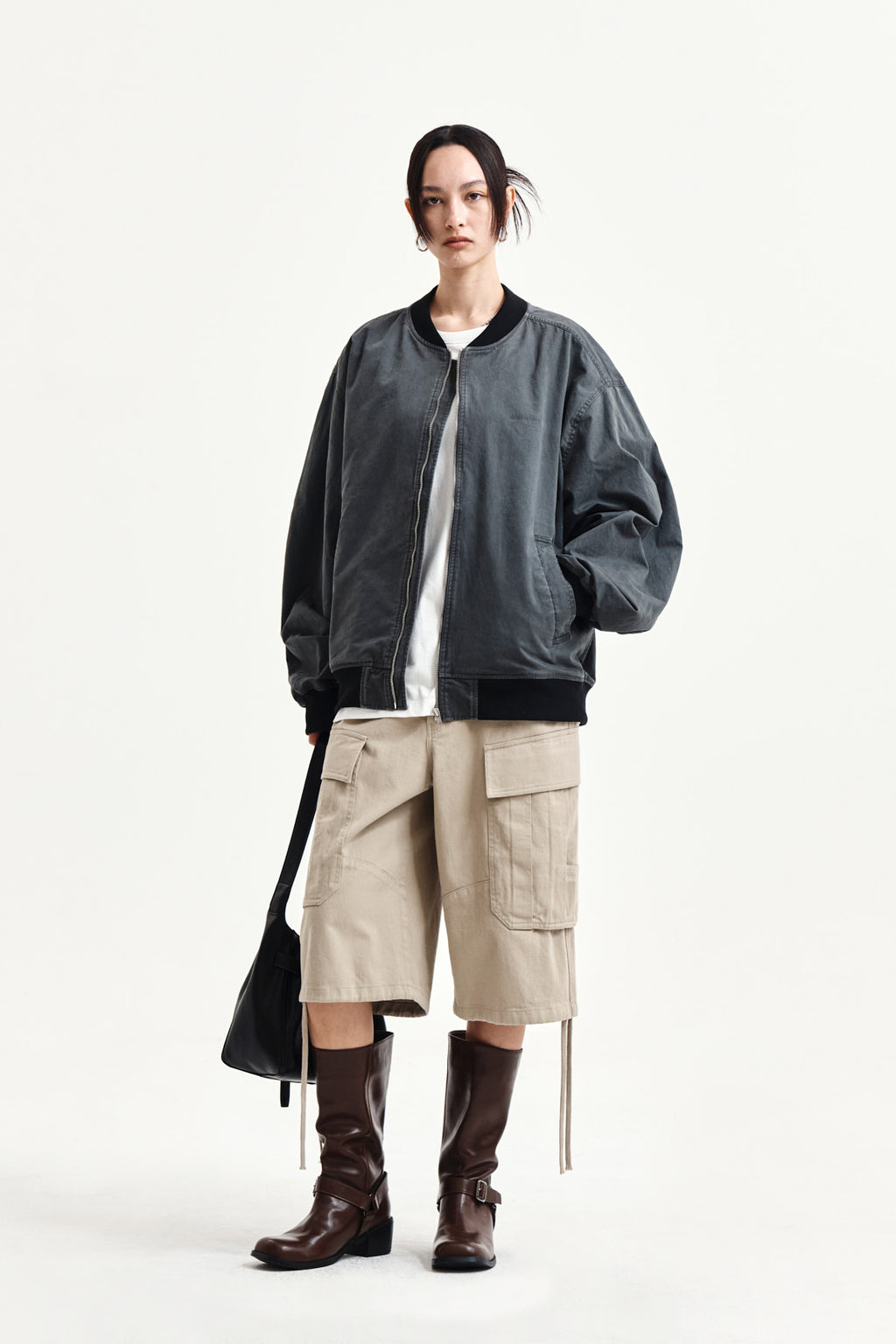 Matin Kim - Utility Cargo Bermuda Pants (Beige) product image 8 | TRAB K-Fashion Australia