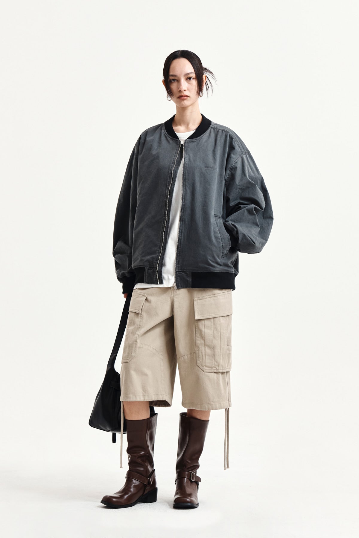Matin Kim - Utility Cargo Bermuda Pants (Beige) product image 8 | TRAB K-Fashion Australia