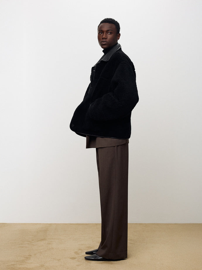 Tonywack - Lamb Leather Reversible Shearling Jacket (Black) product image 8 | TRAB K-Fashion Australia