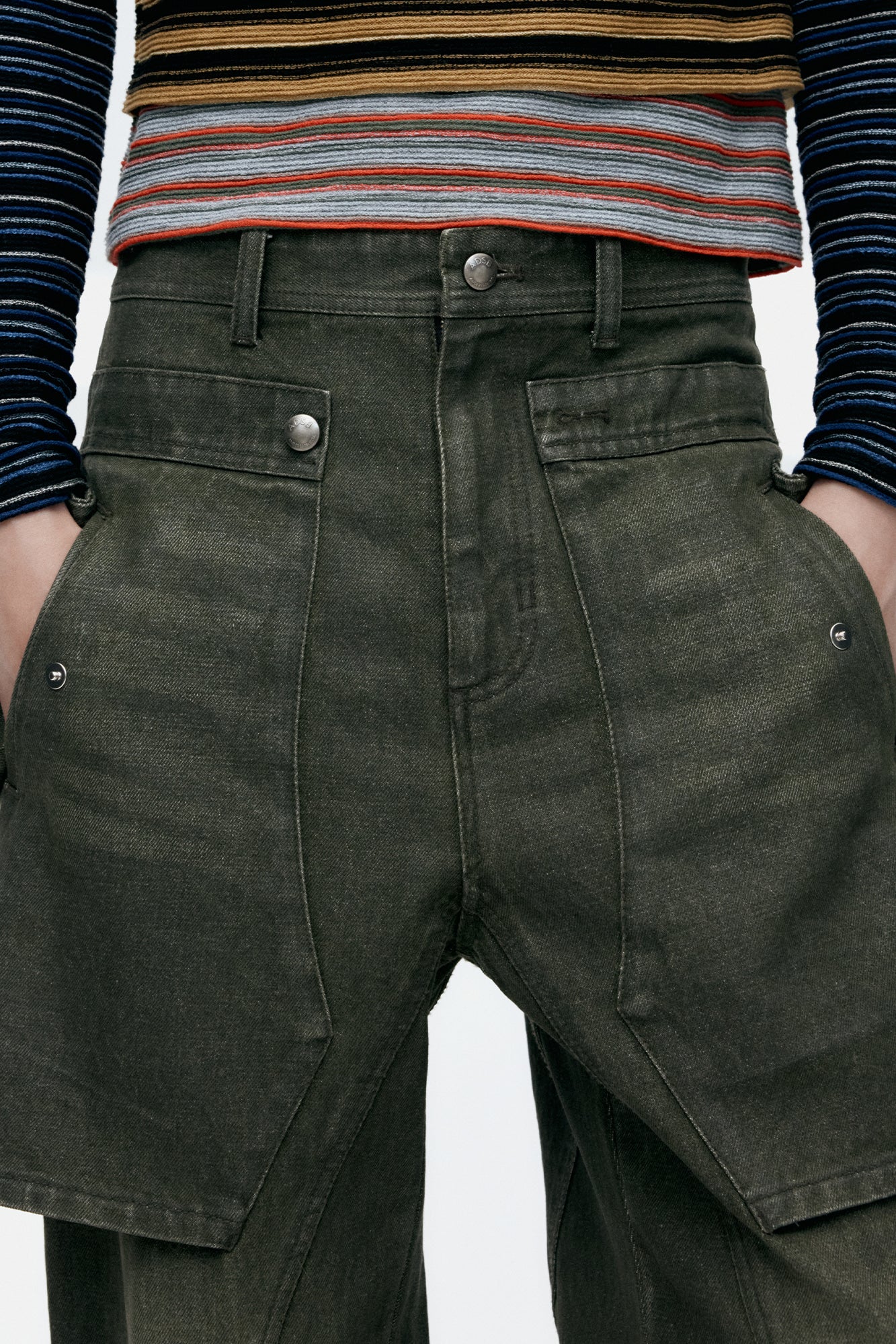 Andersson Bell - Unisex Raptor Layered Wide-Leg Jeans (Washed Green) product image 5 | TRAB K-Fashion Australia