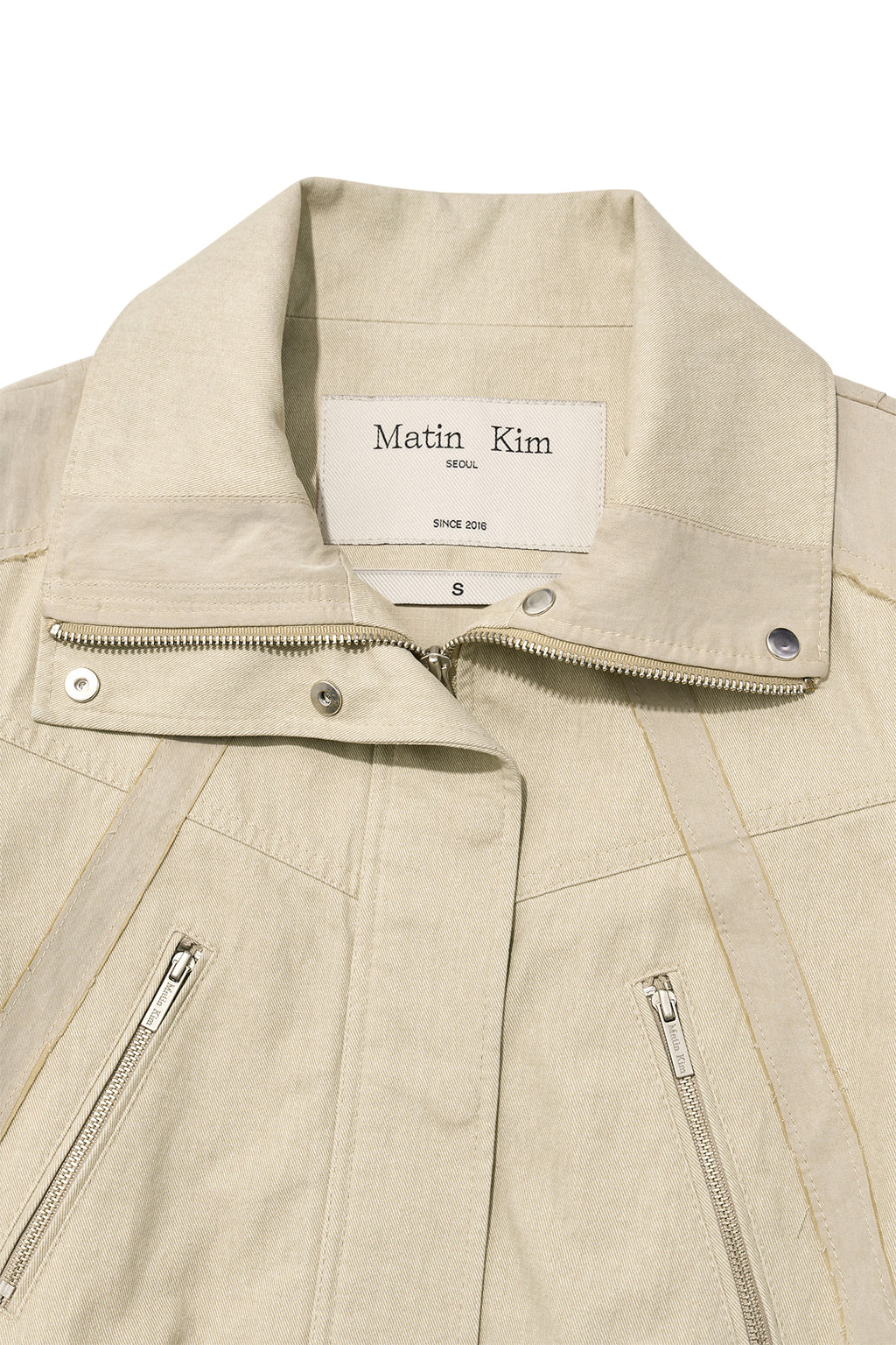 Matin Kim - Color Mixed Slim Bomber Jumper (Beige) product image 3 | TRAB K-Fashion Australia