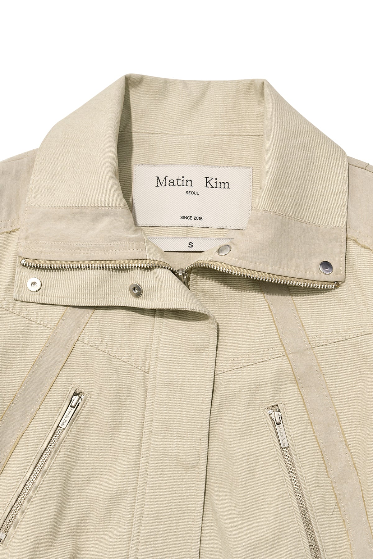 Matin Kim - Color Mixed Slim Bomber Jumper (Beige) product image 3 | TRAB K-Fashion Australia