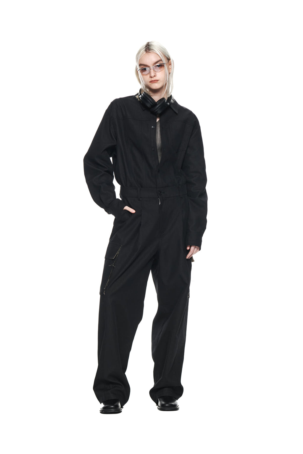 Matin Kim - Utility Button Up Jumpsuit (Black) product image 9 | TRAB K-Fashion Australia