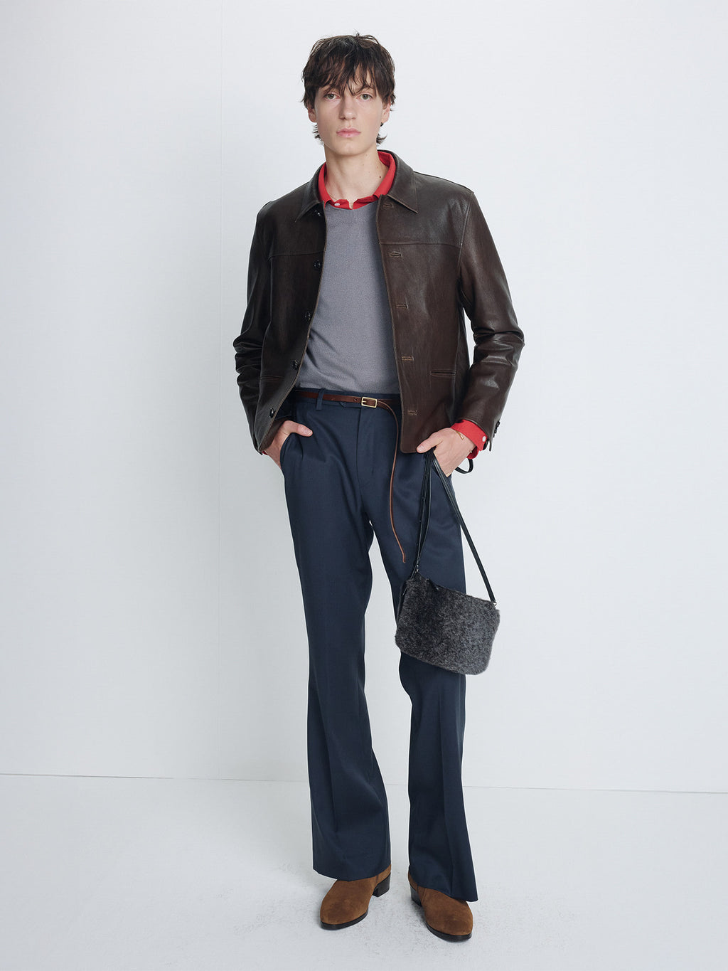 Tonywack - Vegetable Lamb Leather Chore Jacket (Faded Brown) product image 2 | TRAB K-Fashion Australia