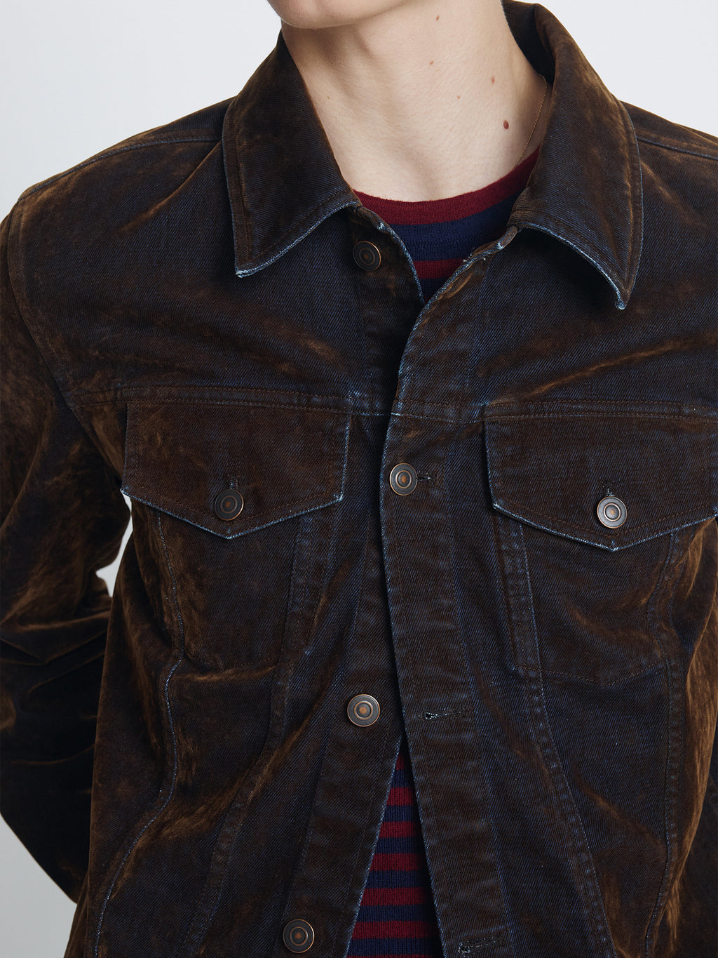 Tonywack - Flocked Denim Trucker Jacket (Brown) product image 6 | TRAB K-Fashion Australia