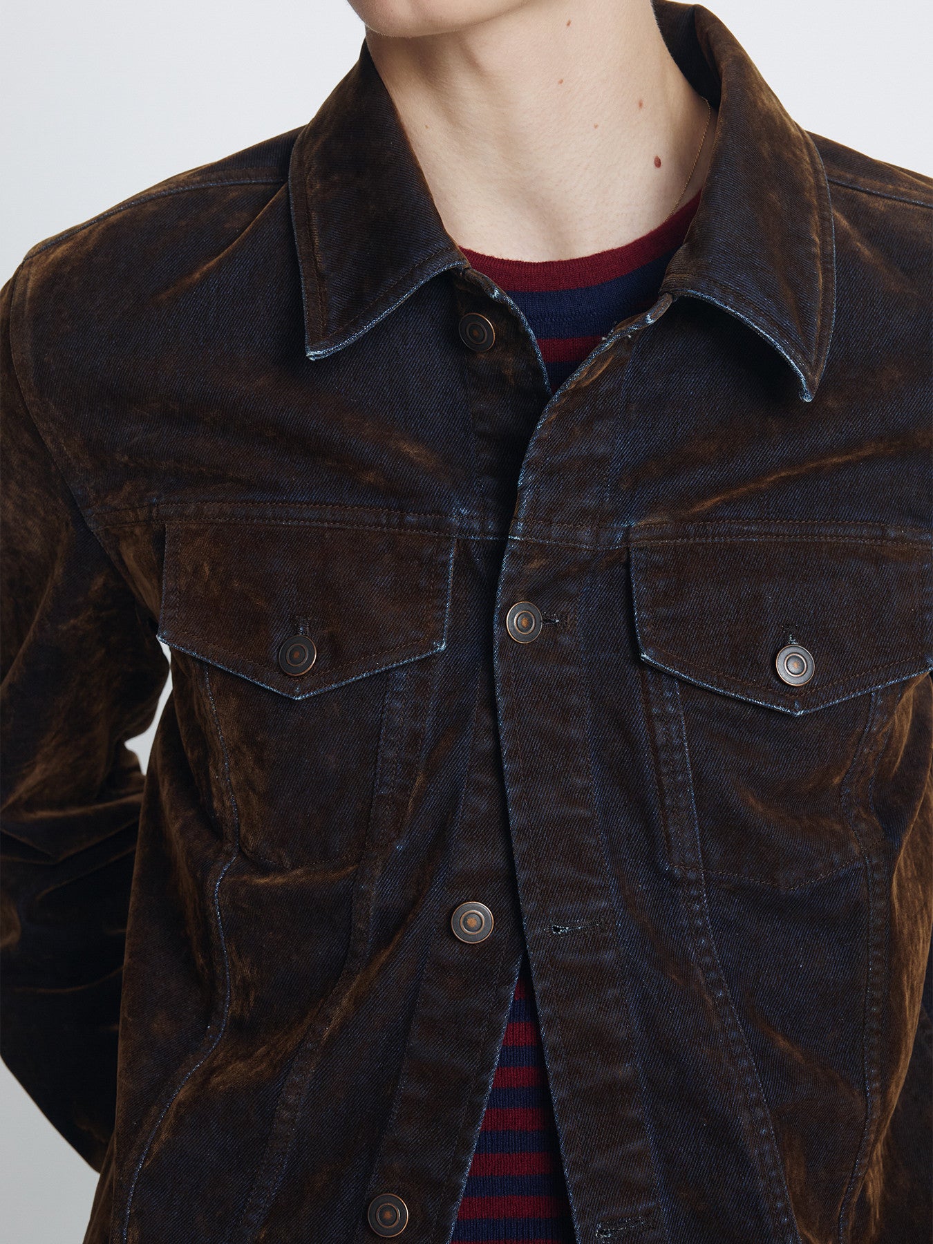 Tonywack - Flocked Denim Trucker Jacket (Brown) product image 6 | TRAB K-Fashion Australia