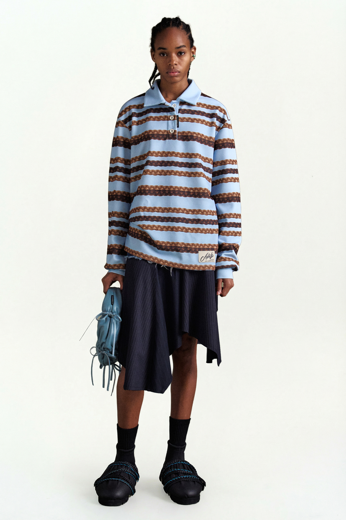 Andersson Bell - Hair Braid Stripe Collar T-Shirt (Blue) product image 1 | TRAB K-Fashion Australia