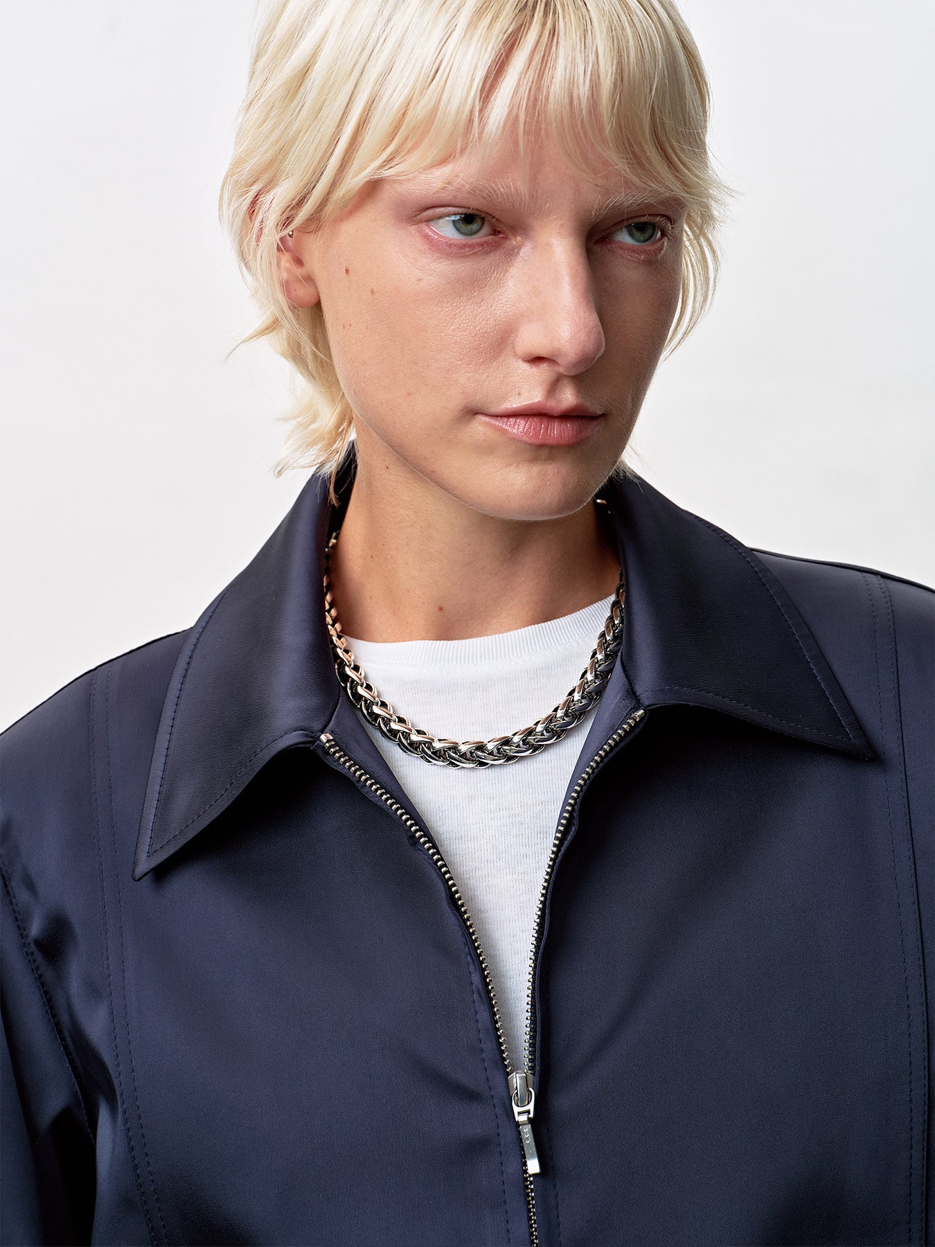 Tonywack - Silky Zippered Blouson Jacket (Navy) product image 10 | TRAB K-Fashion Australia