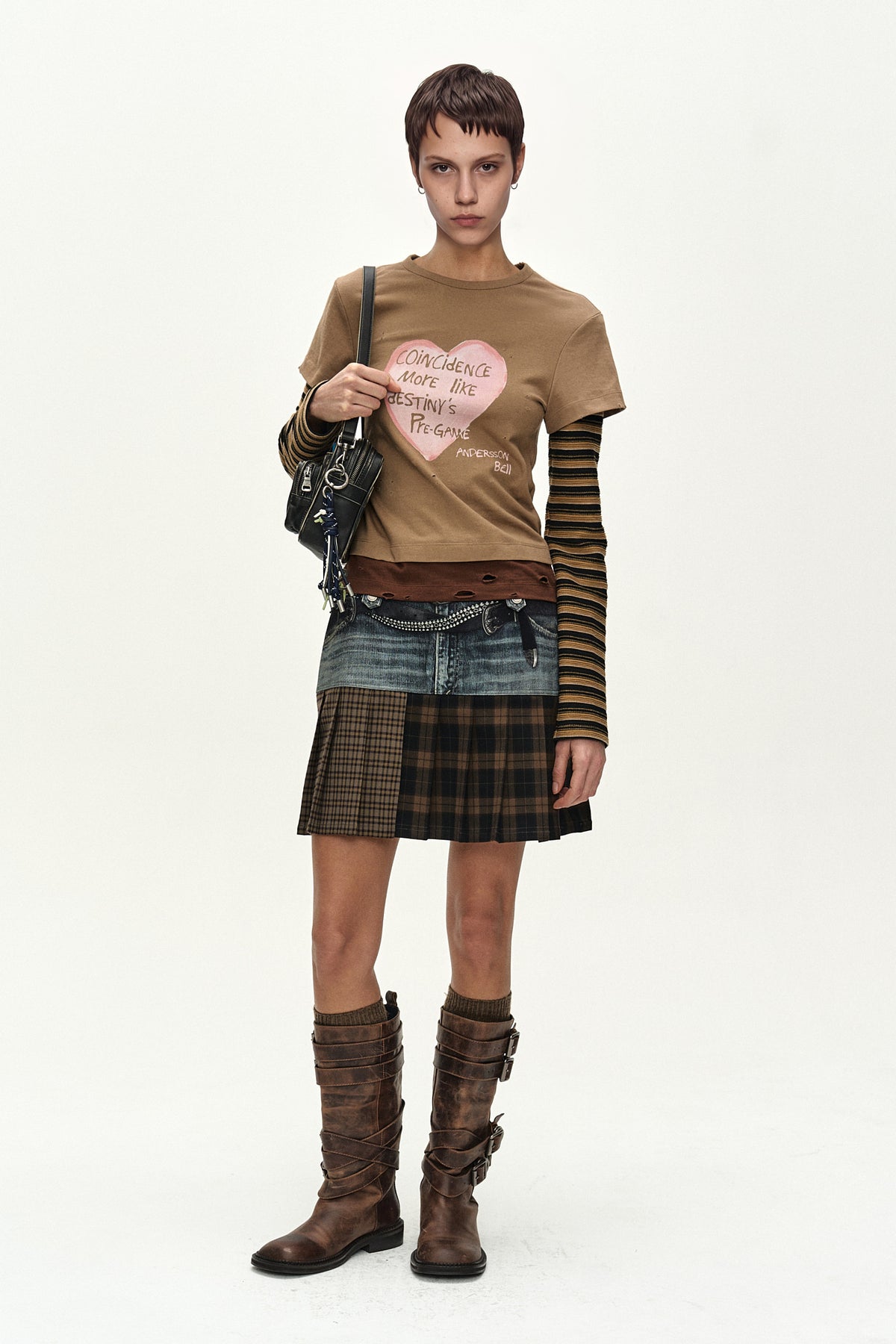 Andersson Bell - Layered Heart Message Long Sleeve T-Shirt (Brown) product image 10 | TRAB K-Fashion Australia