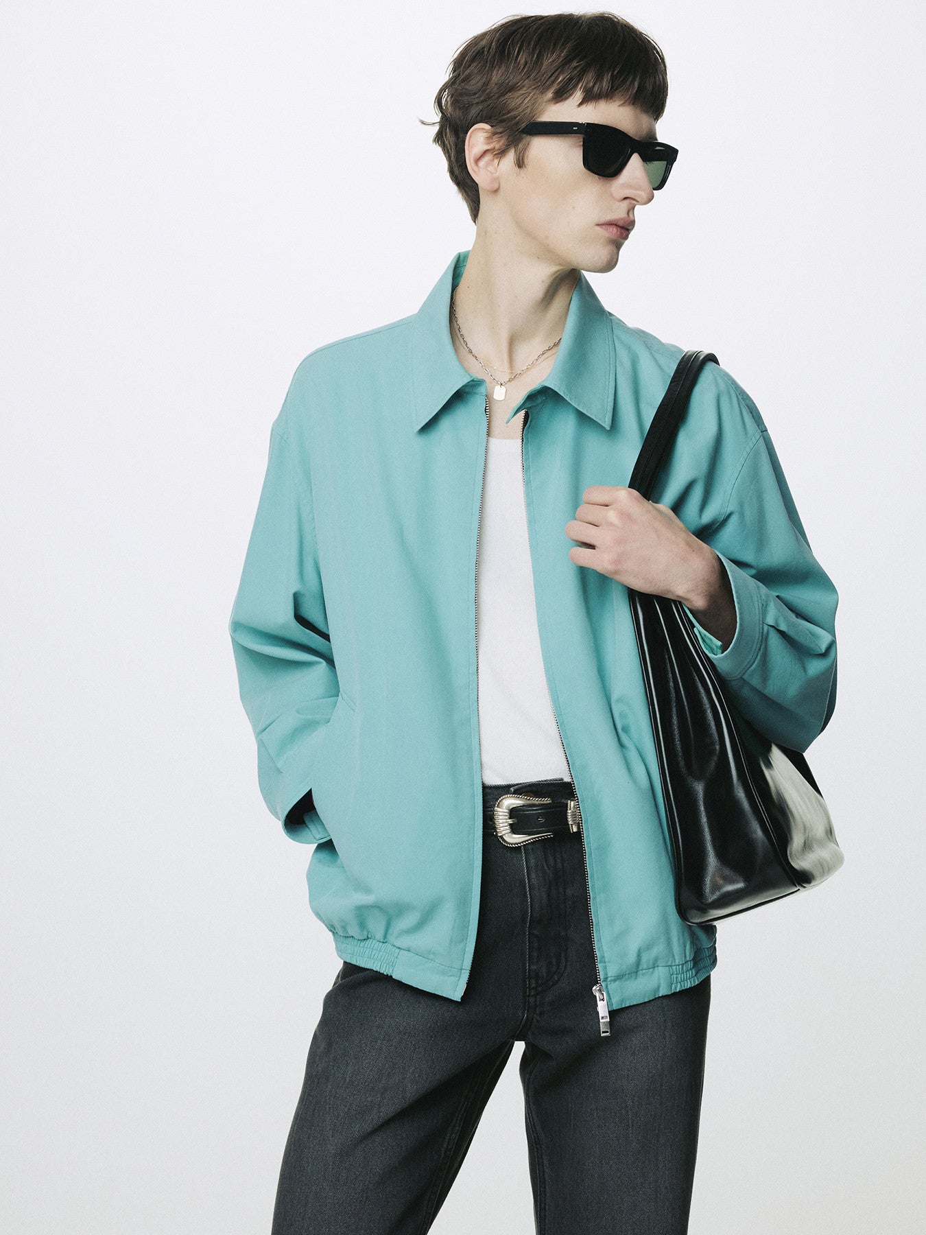 Tonywack - Washed Cotton Lyocell Blouson Jacket (Turquoise) product image 2 | TRAB K-Fashion Australia