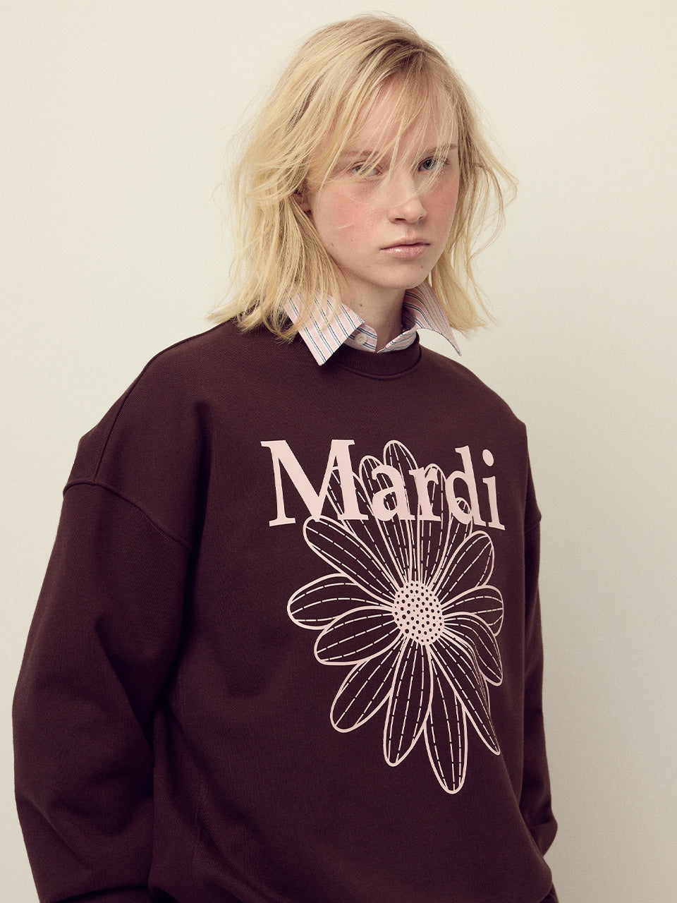 Mardi Mercredi - Sweatshirt Flowermardi (Brown Palepink) product image 1 | TRAB K-Fashion Australia