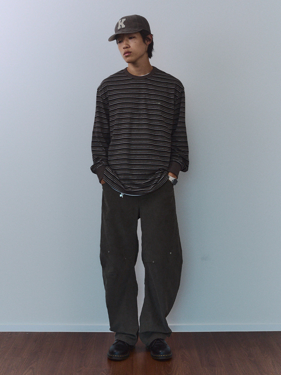 Kijun - Fresh Border Long Sleeve Tee (Brown) product image 3 | TRAB K-Fashion Australia