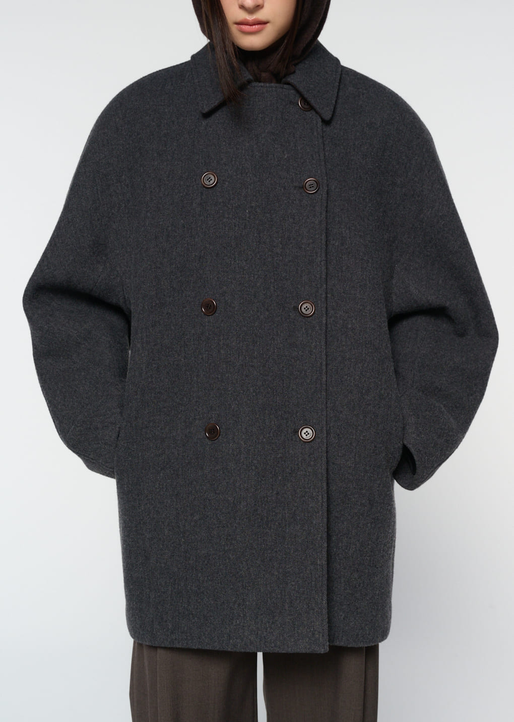 Amomento - rounded half coat (Charcoal) product image 7 | TRAB K-Fashion Australia