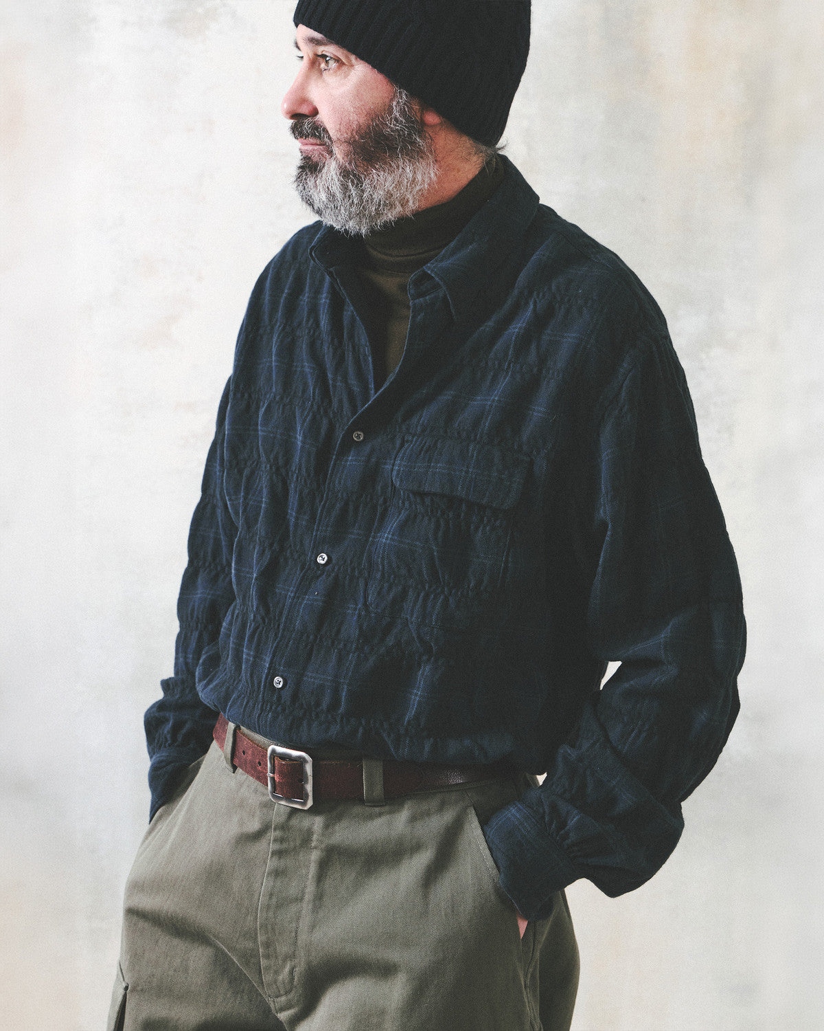 Eastlogue - Holiday Shirts (D.navy & Blue Check) product image 2 | TRAB K-Fashion Australia