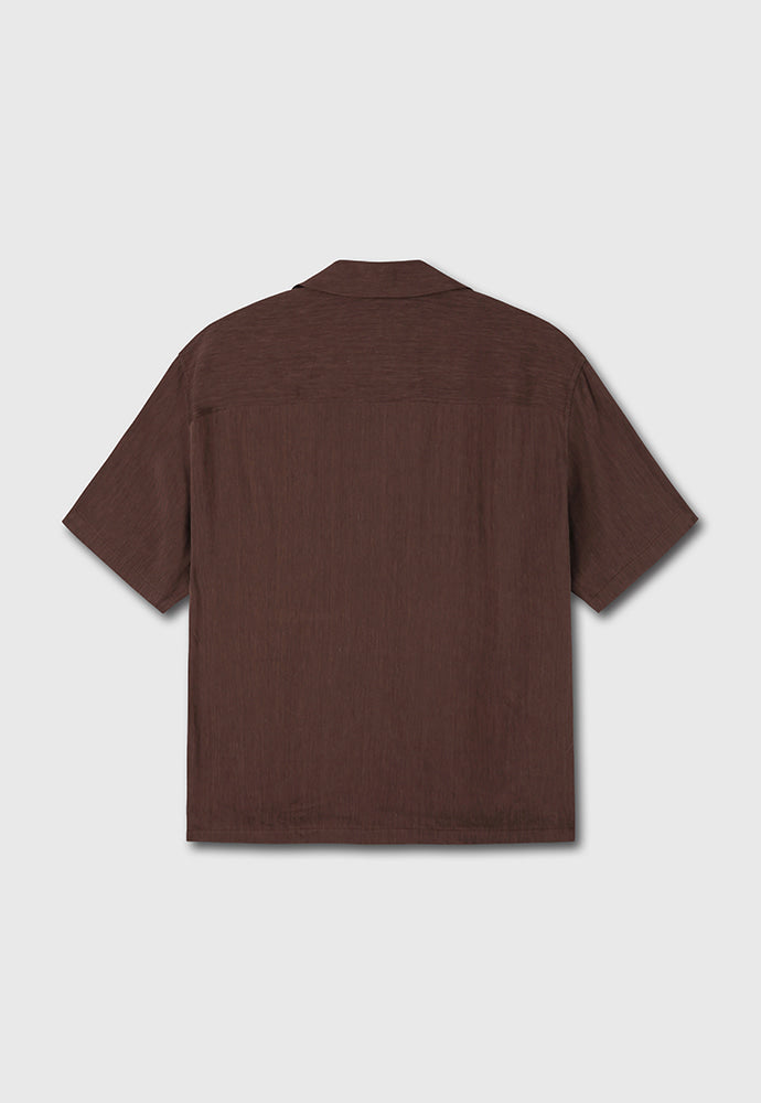 Tonywack - Cozy Linen Viscose Cuban-Collar Shirt (Penny Brown) product image 8 | TRAB K-Fashion Australia