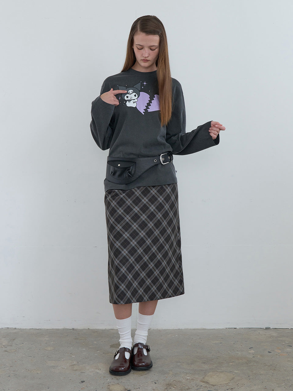 Kijun - Kuromi Heartbreak Long Sleeve Tee (Charcoal) product image 10 | TRAB K-Fashion Australia