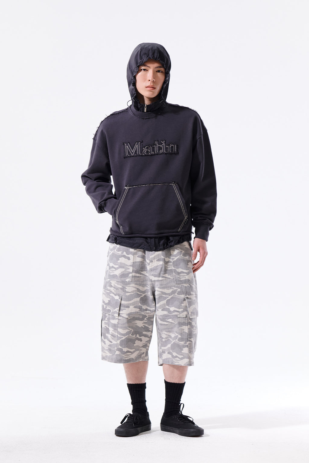Matin Kim - Raw Cut Applique Sweatshirt (Charcoal) product image 14 | TRAB K-Fashion Australia