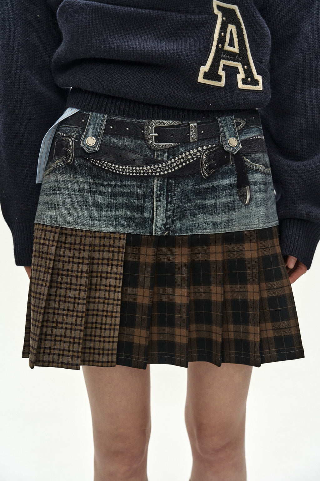 Andersson Bell - Double Belt Printed Mini Skirt (blue) (Blue) product image 5 | TRAB K-Fashion Australia