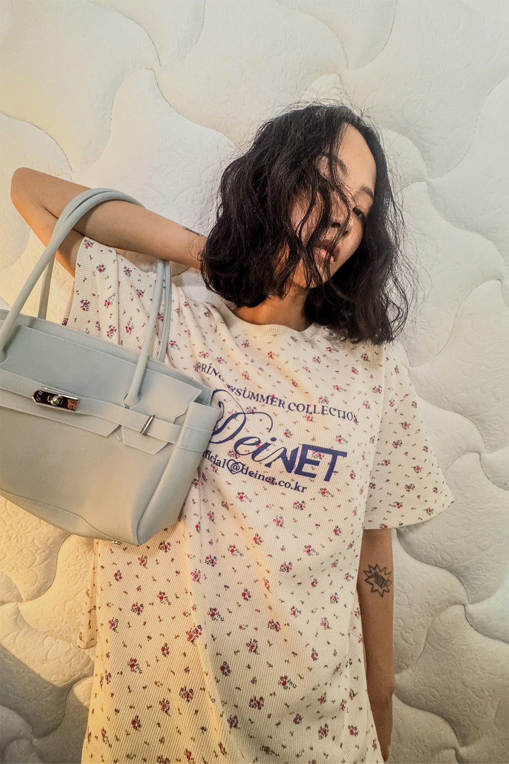 Deinet - Soft Waffle Flower T-Shirt (Ivory) product image 8 | TRAB K-Fashion Australia