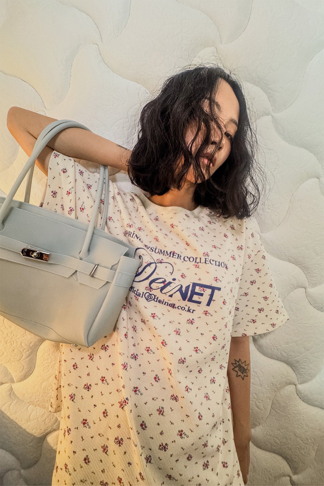 Deinet - Soft Waffle Flower T-Shirt (Ivory) product image 8 | TRAB K-Fashion Australia