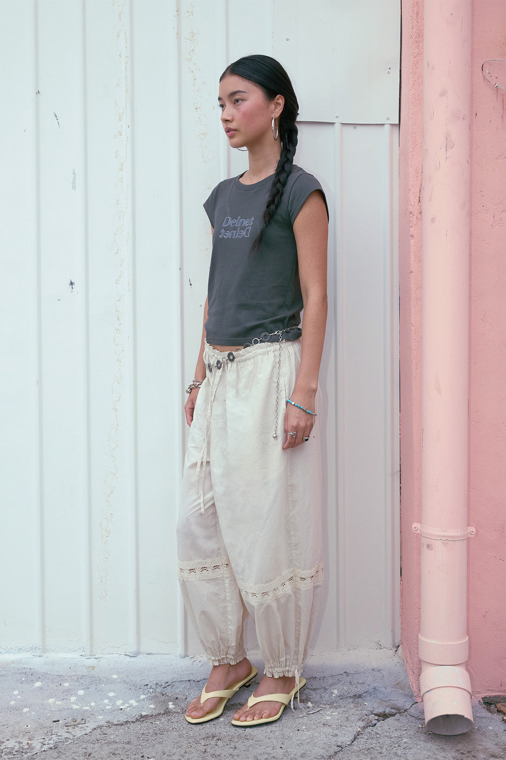 Deinet - Brushed Stitch Point Petit T-Shirt (Charcoal) product image 2 | TRAB K-Fashion Australia
