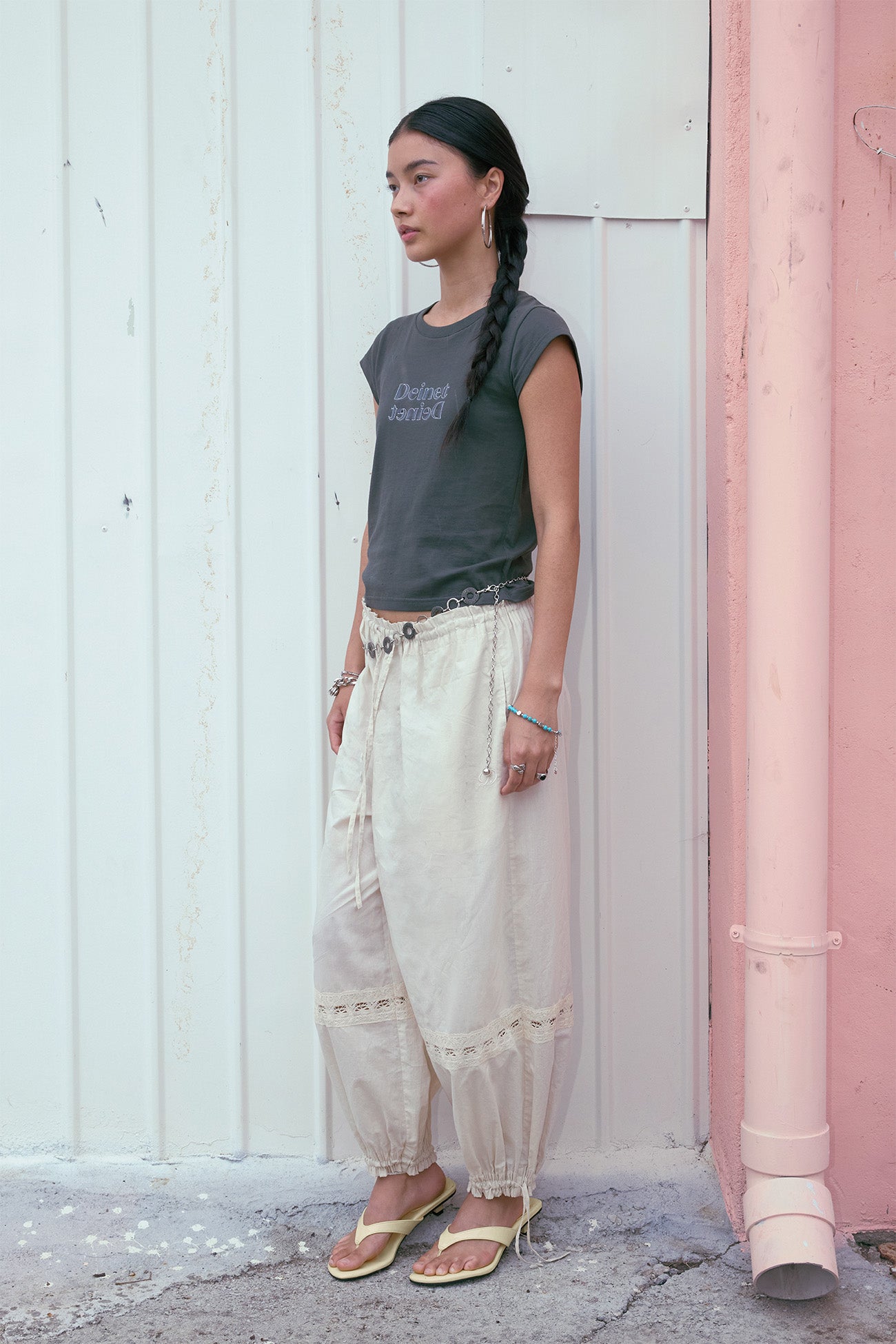 Deinet - Brushed Stitch Point Petit T-Shirt (Charcoal) product image 2 | TRAB K-Fashion Australia