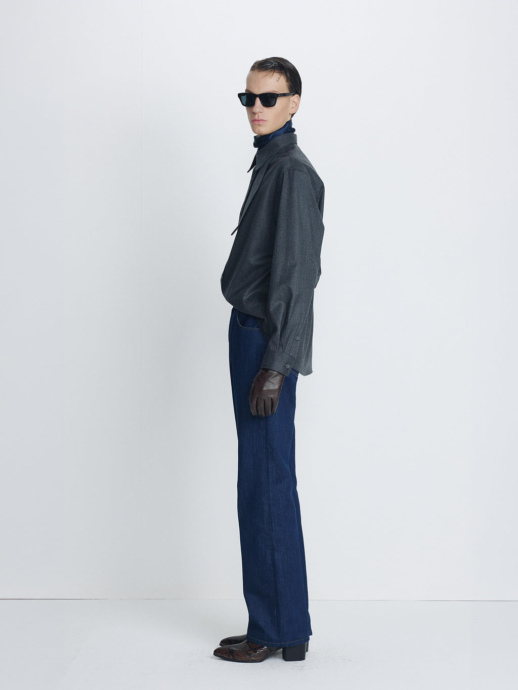 Tonywack - Melange Wool Neck Strap Shirt (Grey) product image 2 | TRAB K-Fashion Australia
