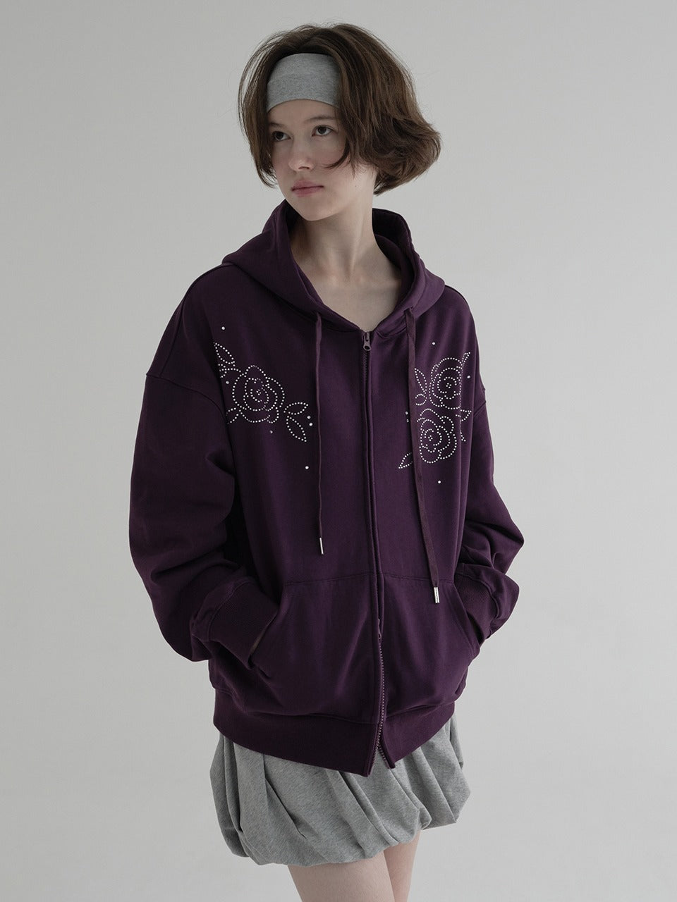 Margarin Fingers - Rose Hoodie Zip-Up (Purple) product image 1 | TRAB K-Fashion Australia