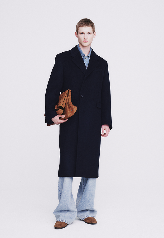 Tonywack - Cashmere Single-Breasted Tailored Wrap Coat (Dark Navy) product image 3 | TRAB K-Fashion Australia