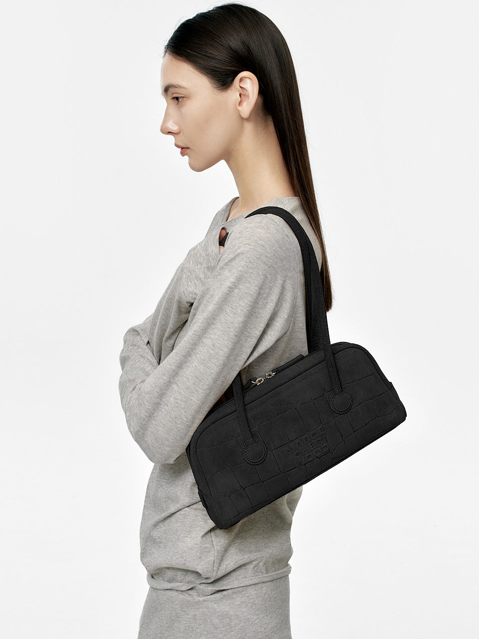 Marge Sherwood - Soft Boston Ew (Black Croc-Effect Suede) product image 2 | TRAB K-Fashion Australia