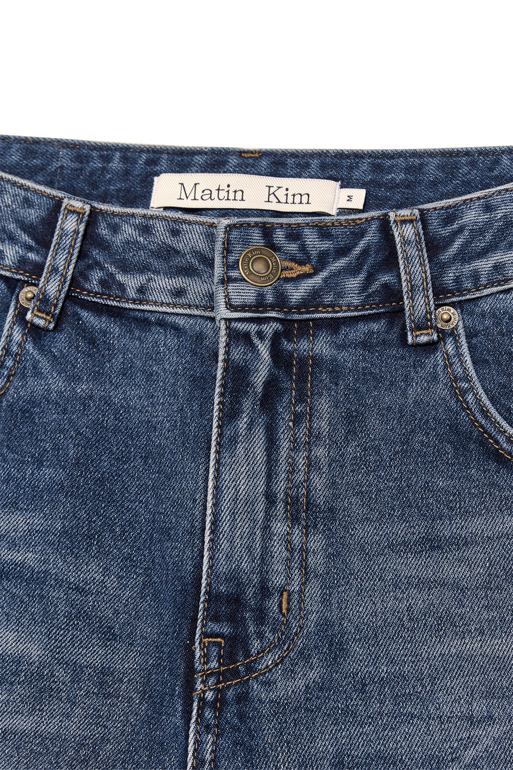 Matin Kim - Deep Washed Semi Boots Cut Denim Pants (Blue) product image 3 | TRAB K-Fashion Australia