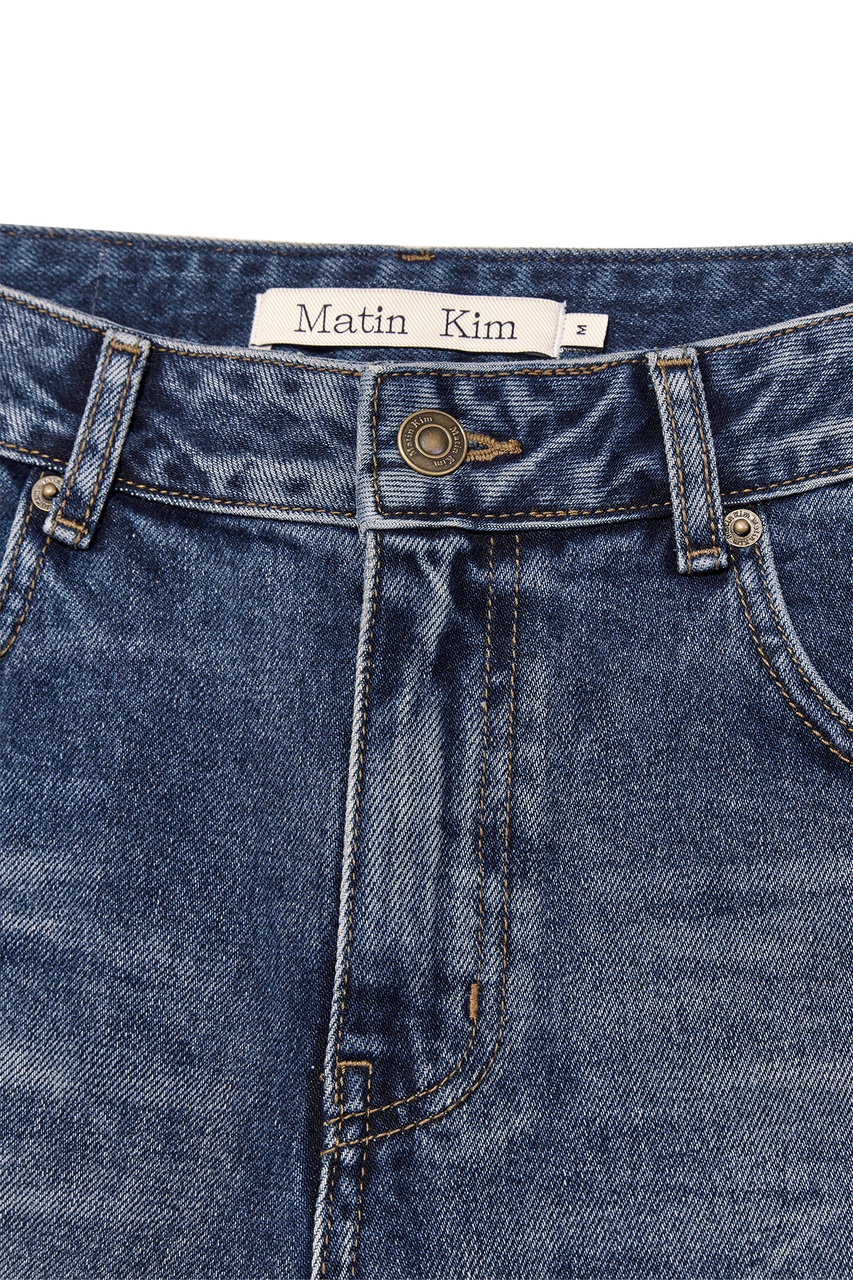 Matin Kim - Deep Washed Semi Boots Cut Denim Pants (Blue) product image 3 | TRAB K-Fashion Australia