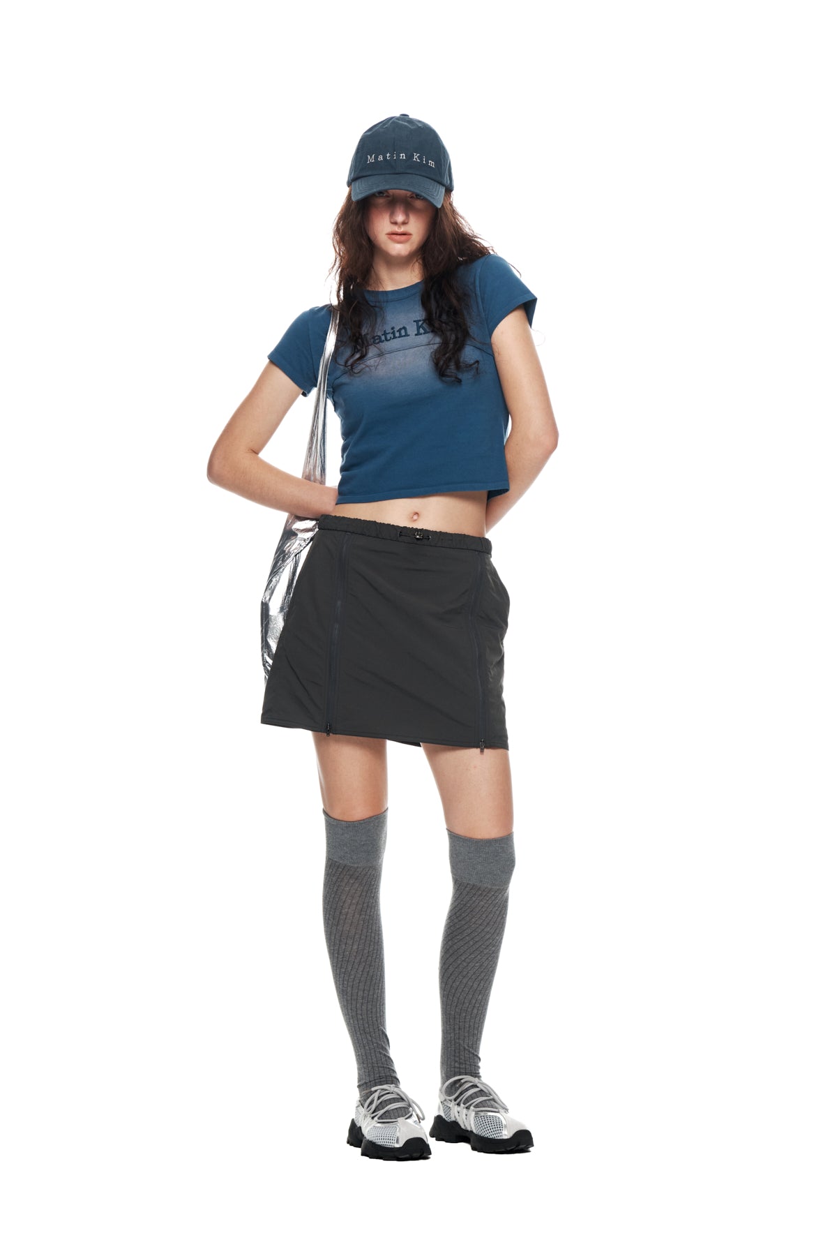 Matin Kim - Double Zipper Point Banding Mini Skirt (Charcoal) product image 9 | TRAB K-Fashion Australia