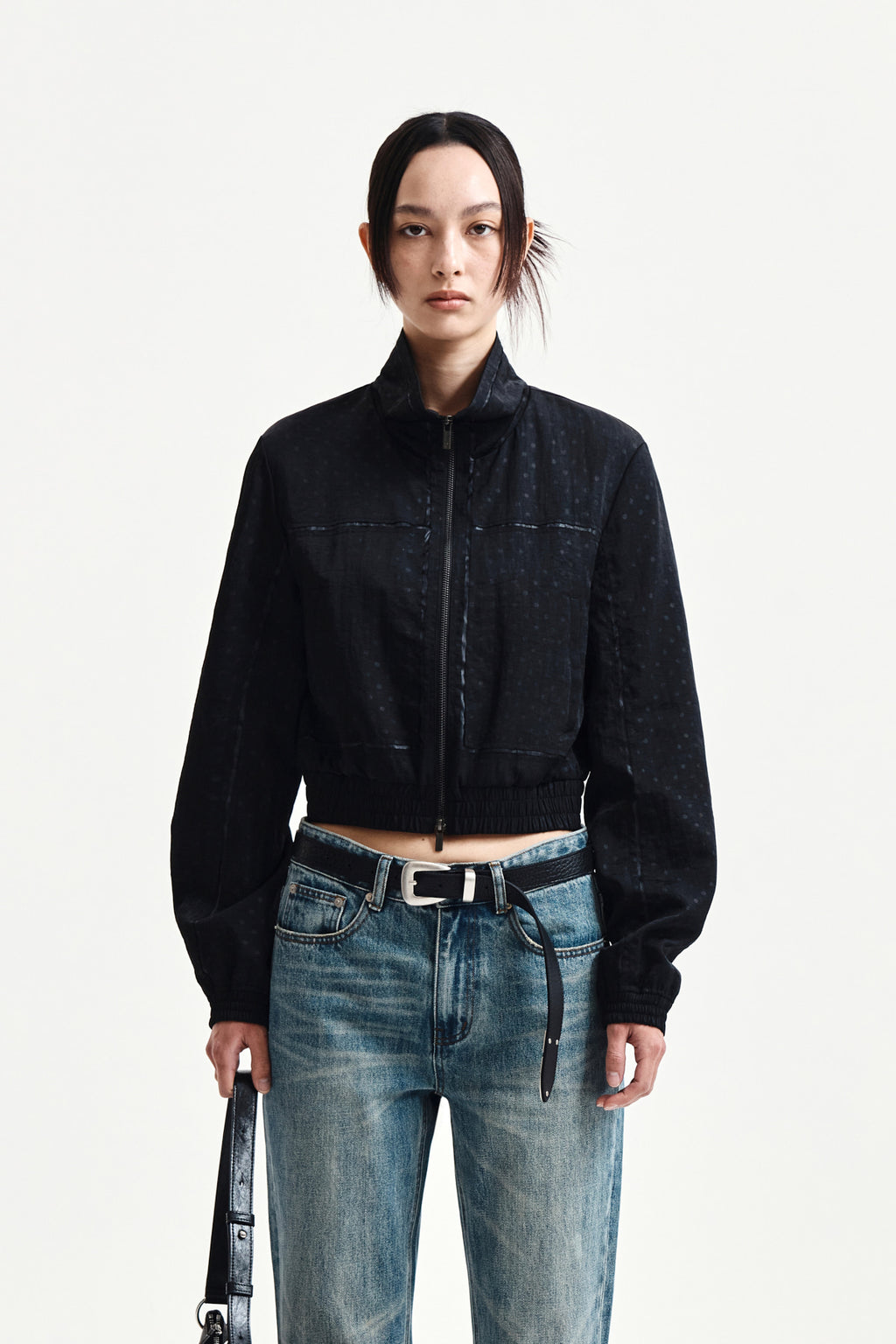 Matin Kim - Cropped Embroidery Back Logo Jumper (Strong Black) product image 11 | TRAB K-Fashion Australia