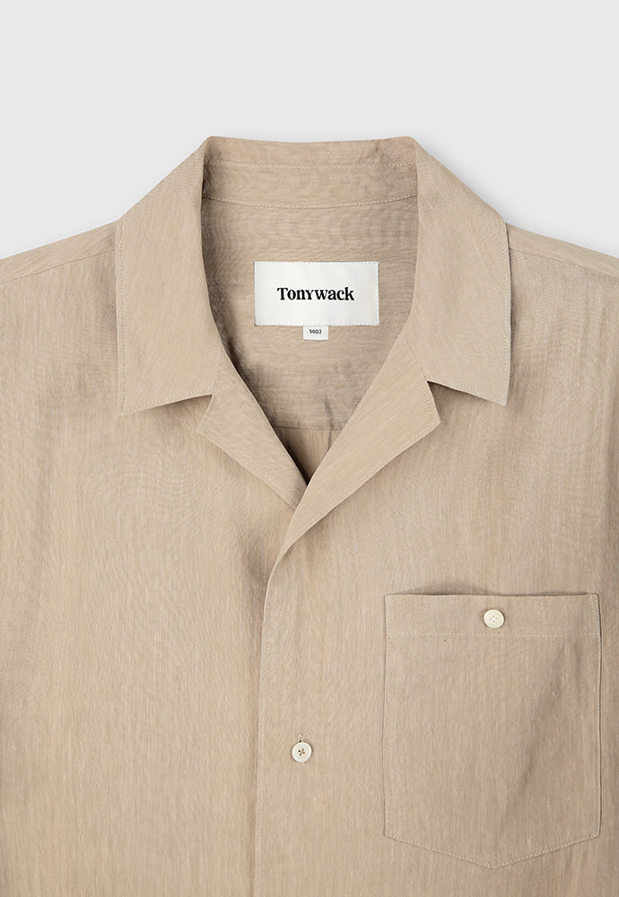 Tonywack - Cozy Linen Viscose Cuban-Collar Shirt (Faded Beige) product image 9 | TRAB K-Fashion Australia