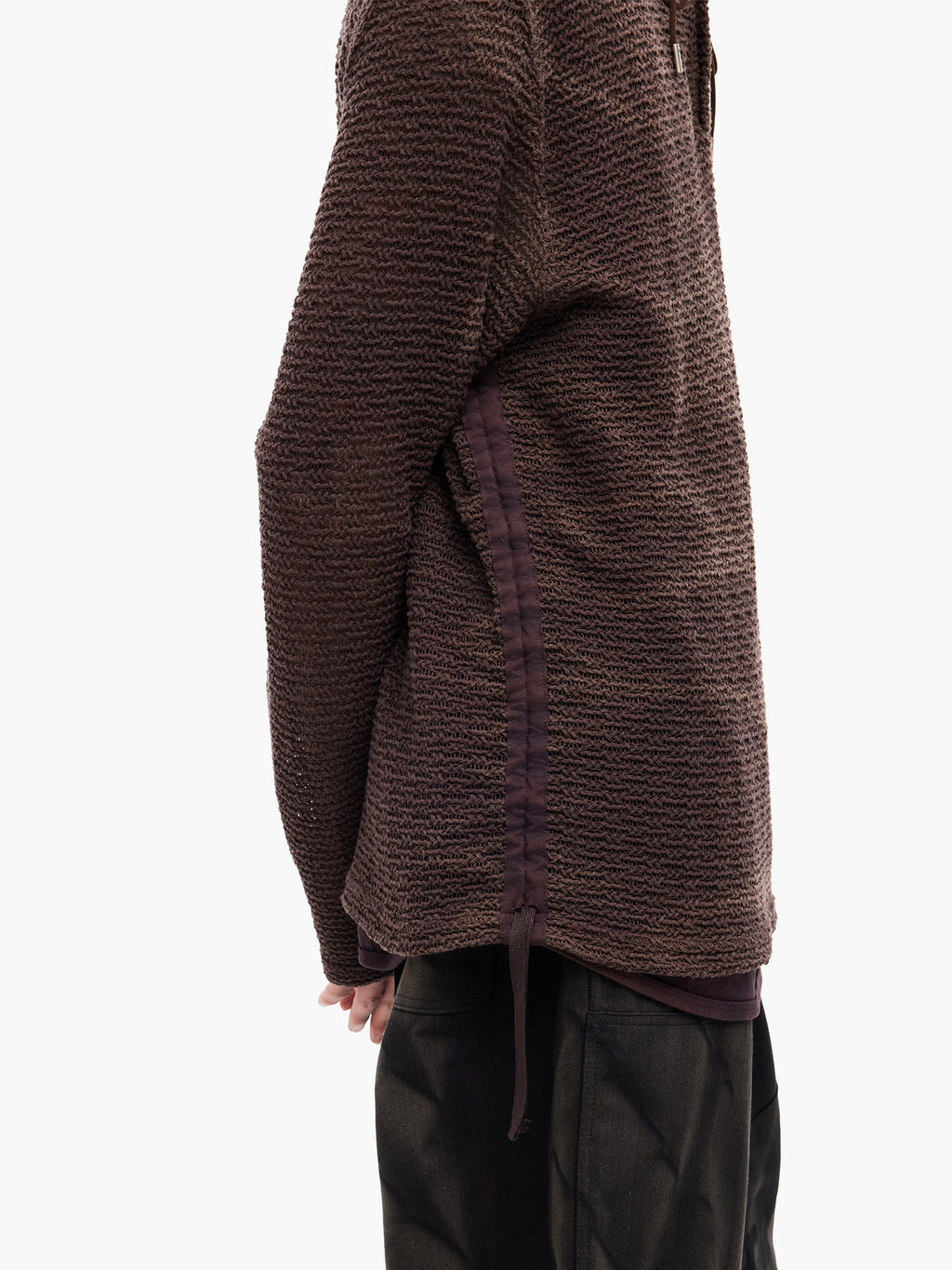 Jiyong Kim - Sun-Bleached Layered Net Hoodie (Burgundy) product image 7 | TRAB K-Fashion Australia