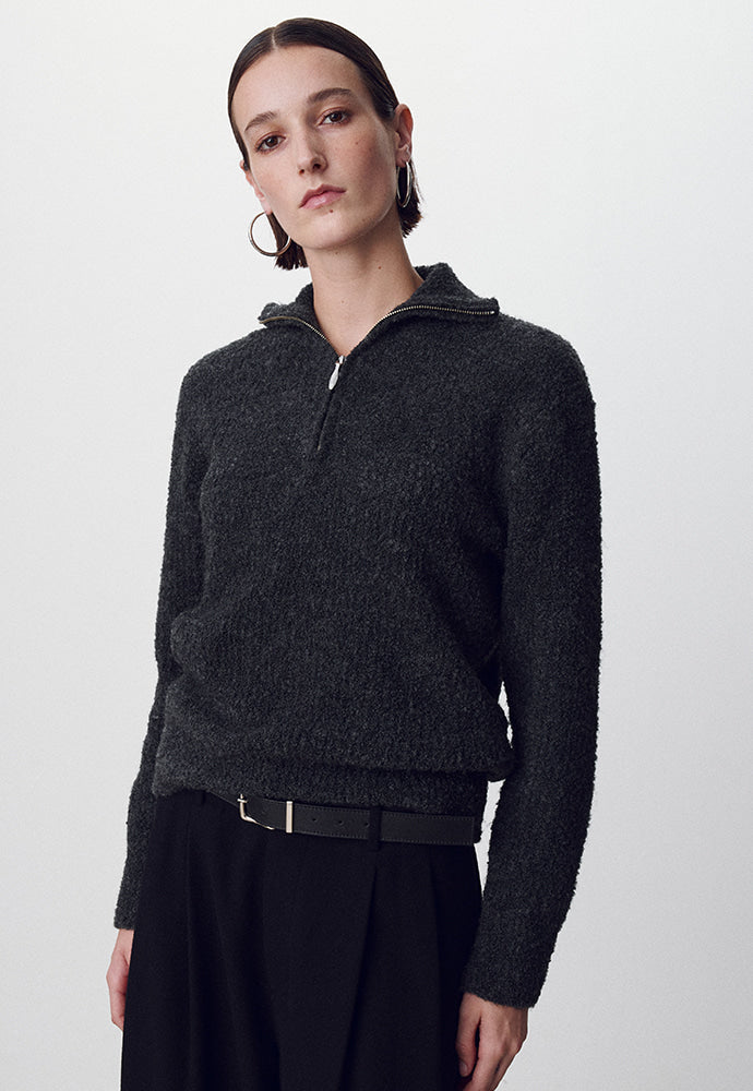 Tonywack - Wool Blend Boucle Zip Sweater (Dark Grey) product image 5 | TRAB K-Fashion Australia