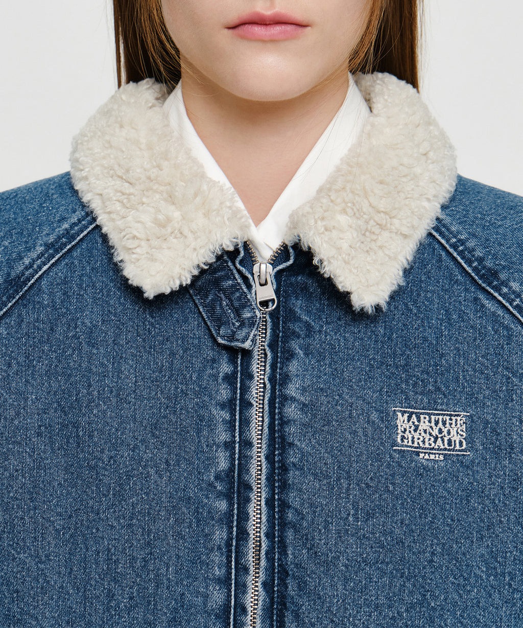 Marithe & Francois Girbaud - [Pre-order – Ships 30 Sep] Fleece Contrast Denim Jacket (Blue) product image 5 | TRAB K-Fashion Australia