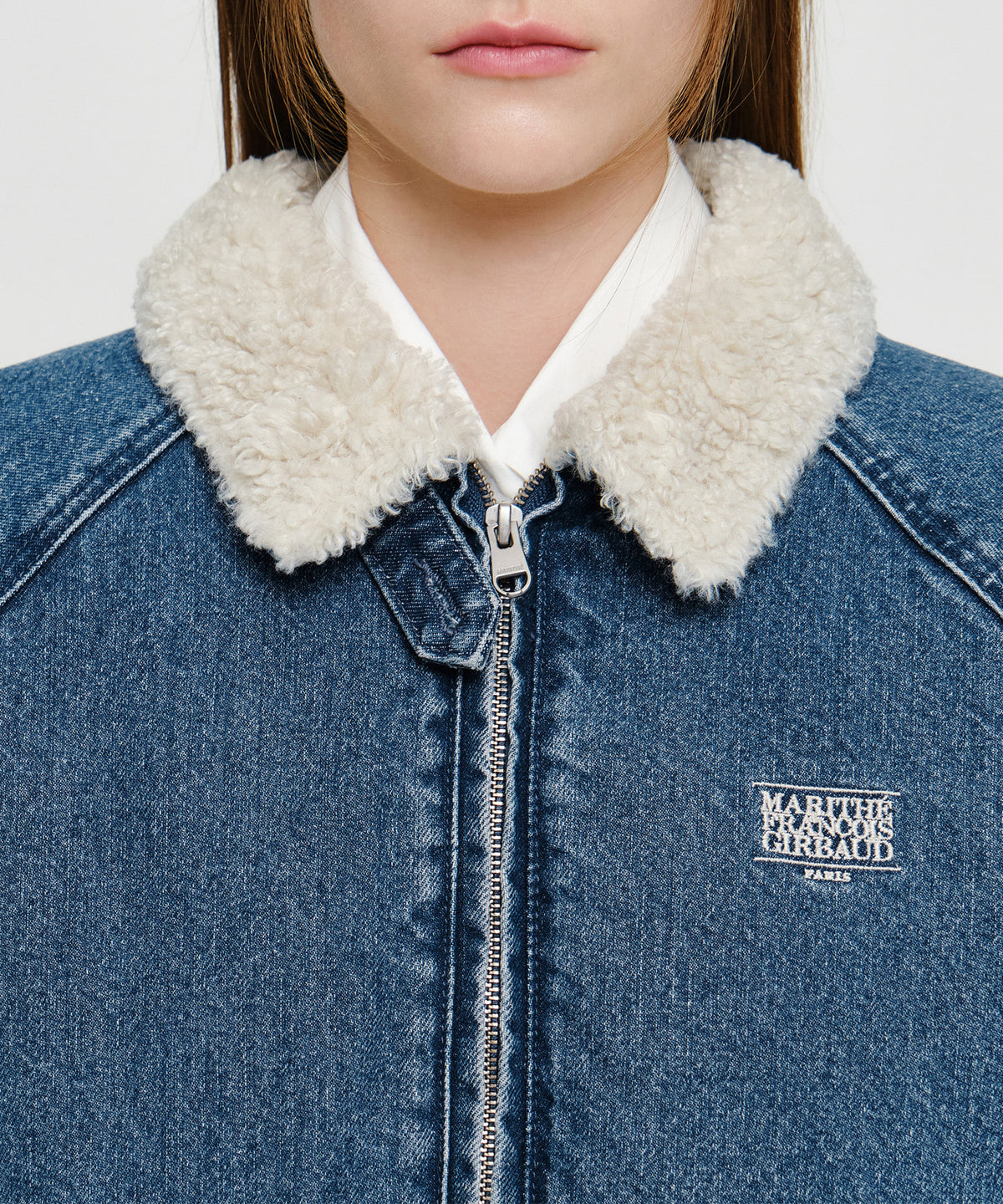 Marithe & Francois Girbaud - [Pre-order – Ships 30 Sep] Fleece Contrast Denim Jacket (Blue) product image 5 | TRAB K-Fashion Australia