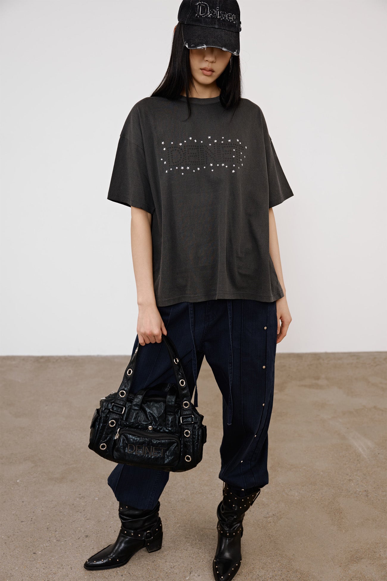 Deinet - Eyelet Glossy Mini Duffle Bag (Black) product image 4 | TRAB K-Fashion Australia
