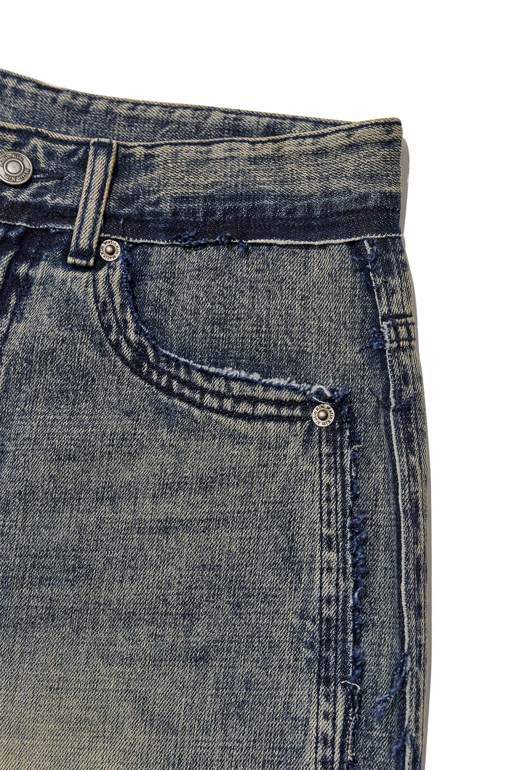 Matin Kim - Rough Cut Line Point Denim Pants (Smoke Blue) product image 4 | TRAB K-Fashion Australia