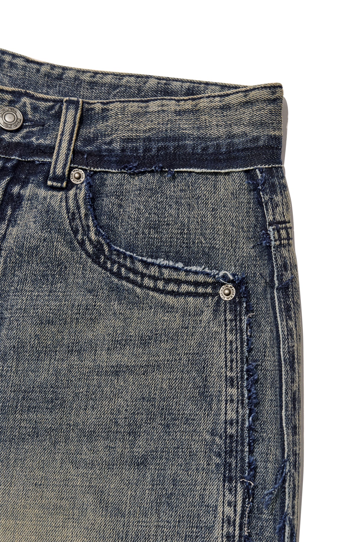 Matin Kim - Rough Cut Line Point Denim Pants (Smoke Blue) product image 4 | TRAB K-Fashion Australia