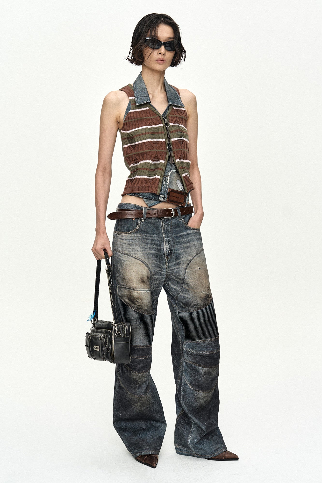 Andersson Bell - Stripe Open Knit Vest (Brown/Pink) product image 2 | TRAB K-Fashion Australia