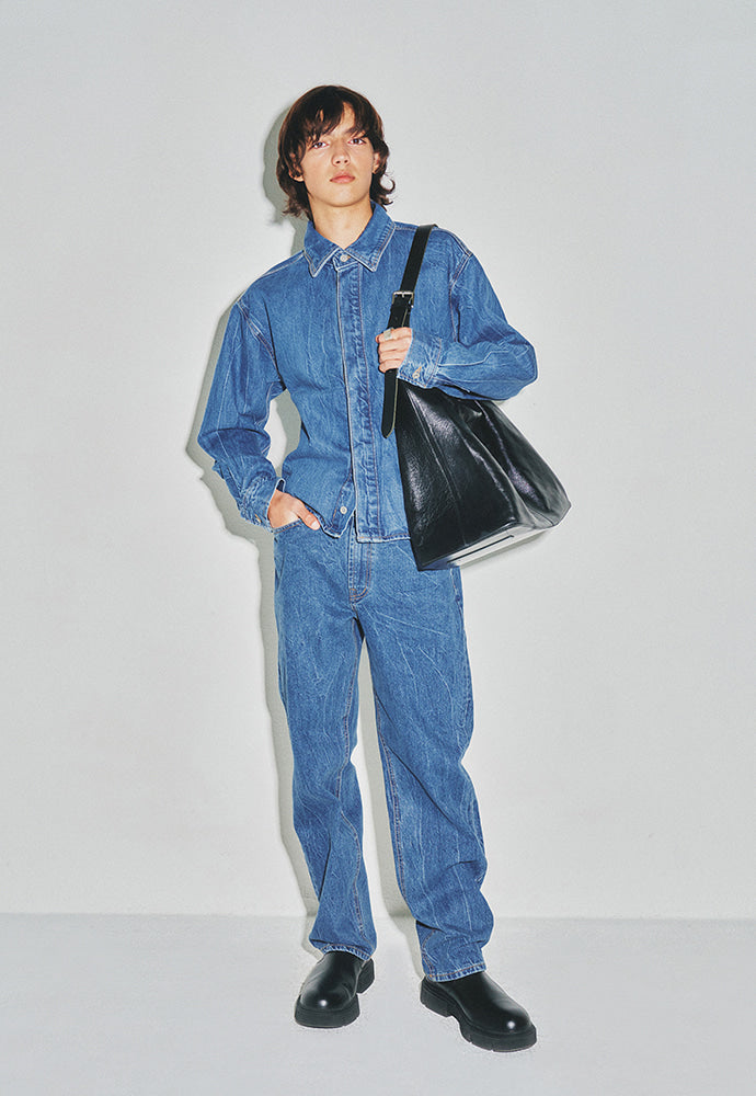 Tonywack - Covered Front Denim Blouson (Lightning Washed Blue) product image 1 | TRAB K-Fashion Australia