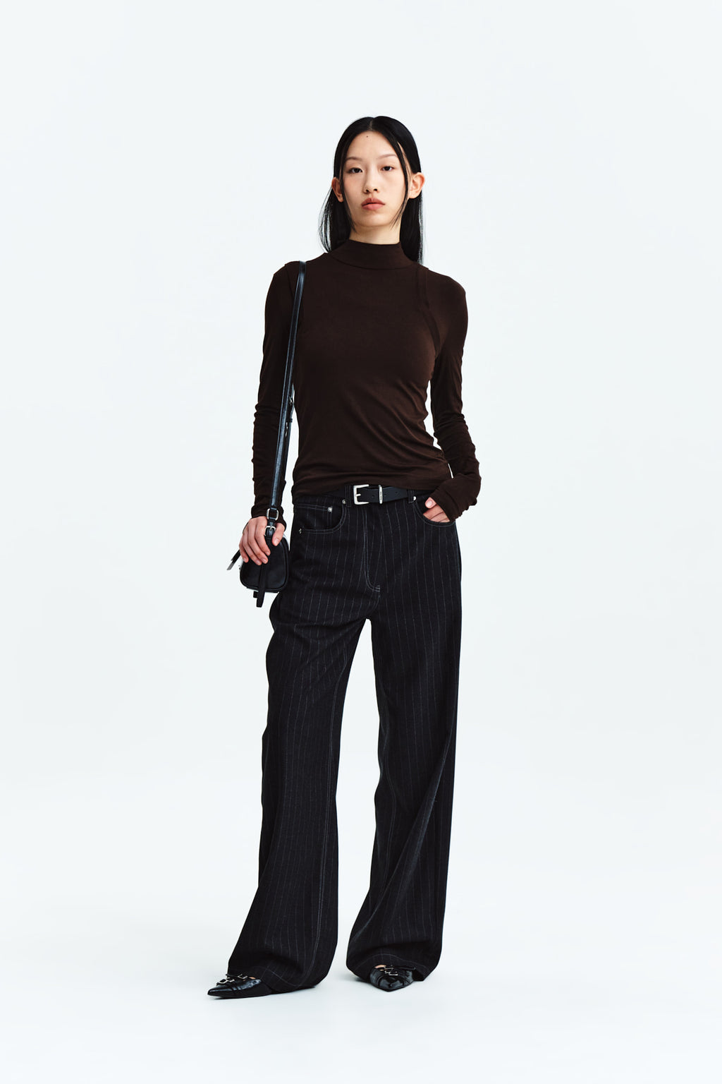 Matin Kim - Denim Like Stripe Wide Pants (Charcoal) product image 8 | TRAB K-Fashion Australia
