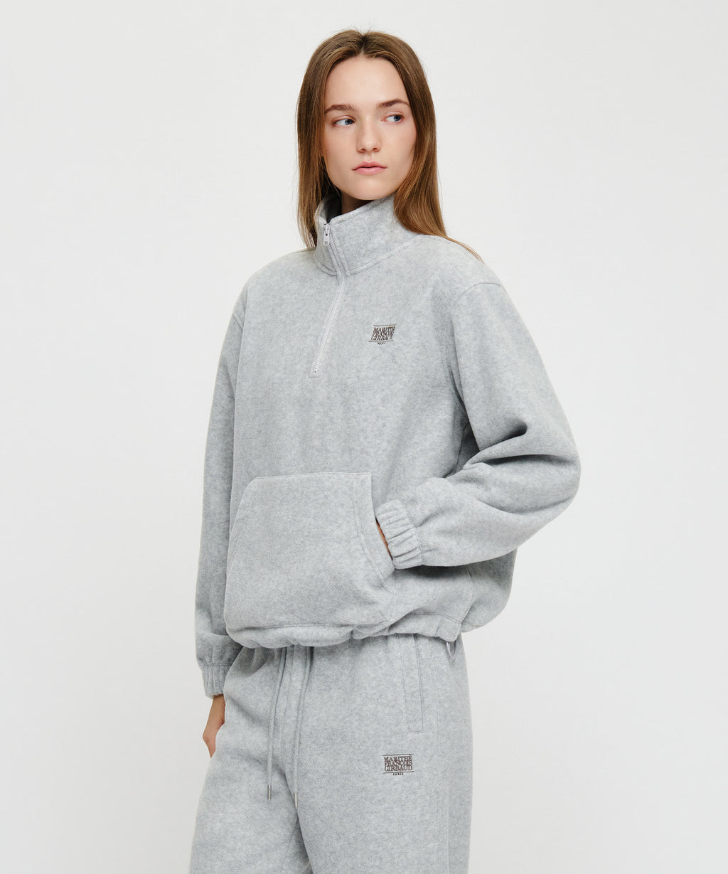 Marithe & Francois Girbaud - Small Classic Logo Fleece Anorak (Heather Gray) product image 2 | TRAB K-Fashion Australia
