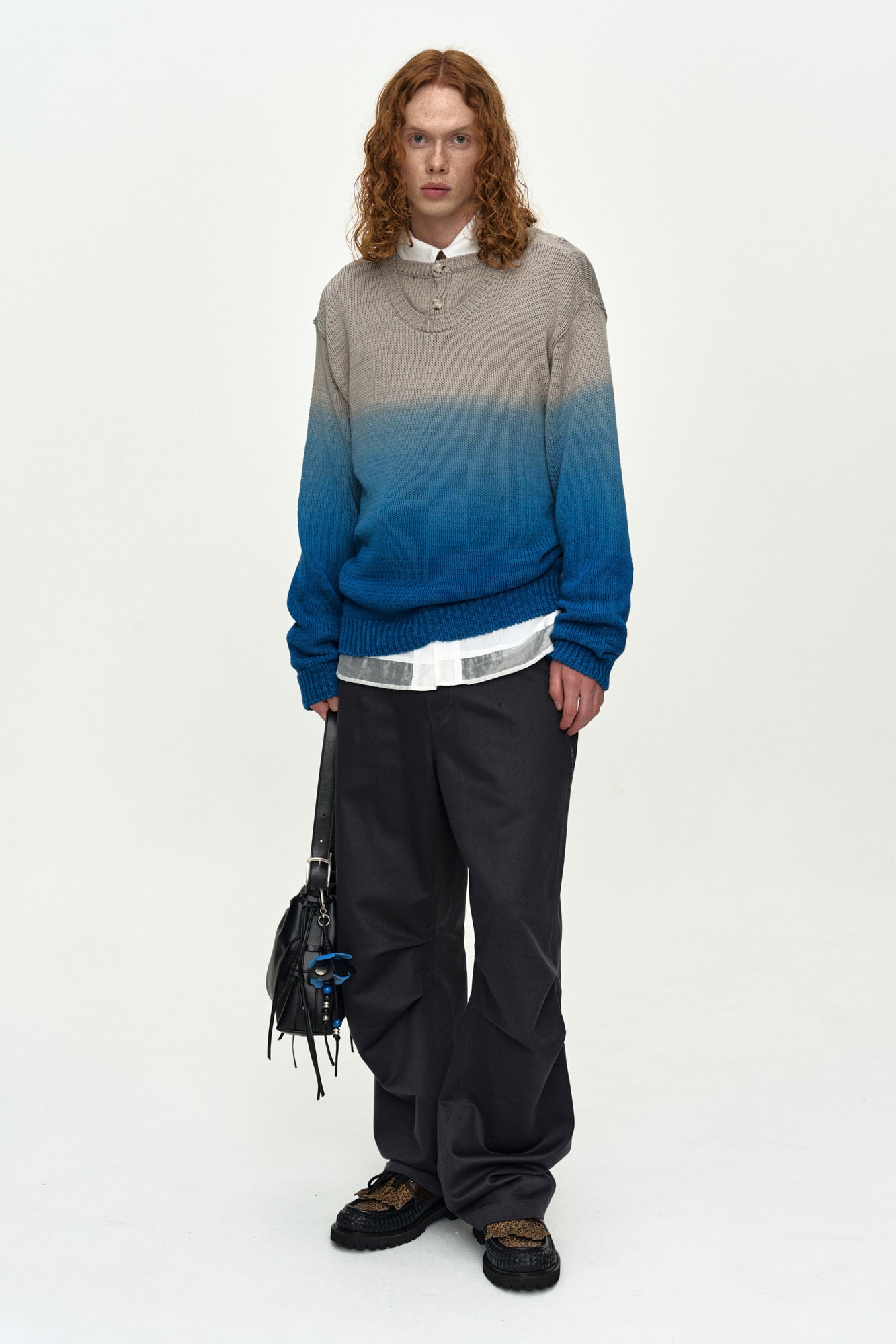 Andersson Bell - Gradient Henry-Neck Sweater (Beige/Blue) product image 7 | TRAB K-Fashion Australia
